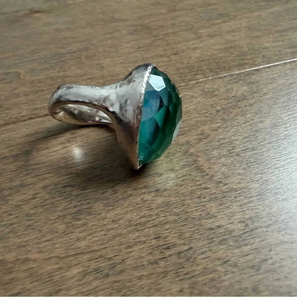 Ippolita Rock Candy Large Teardrop Silver and Aquamarine Ring size 7.5